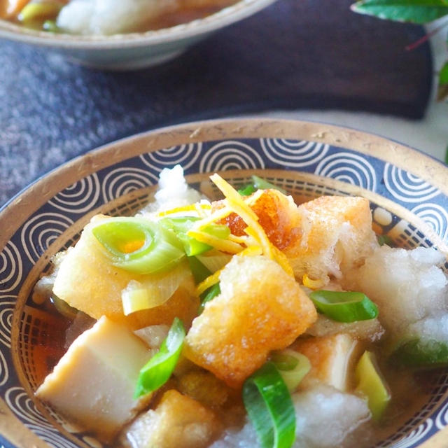 【切り餅活用】めんつゆで簡単！厚揚げと揚げ餅のみぞれ煮