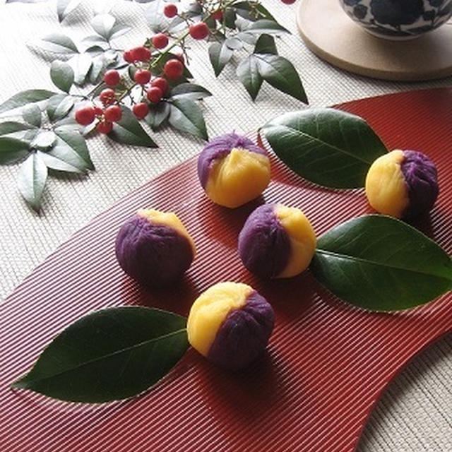 紫芋と 安納芋の ２色茶巾♪