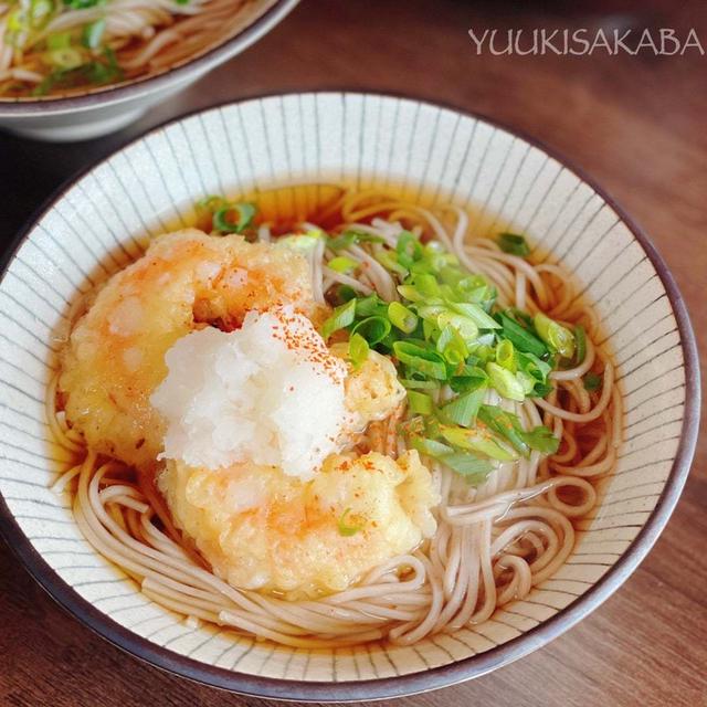 春休みランチ！娘と食べる、大きな海老天蕎麦！