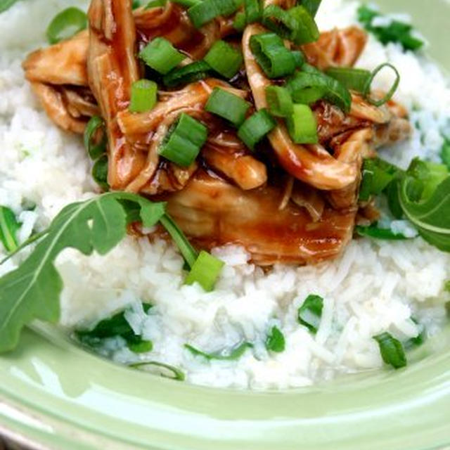 Arugula Risotto with Ginger Oyster Chickenルッコラリゾットと生姜オイスター風味チキン