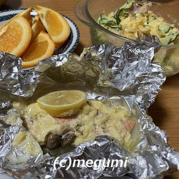 我が家のお気に入り生鮭のホイル包蒸し＆ポテトサラダ