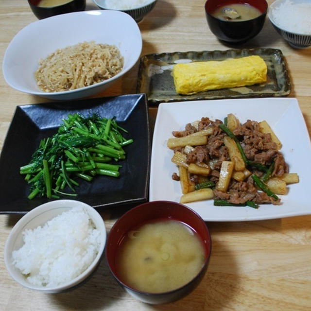 昨夜は牛肉と山芋のオイスターソース炒めなど～