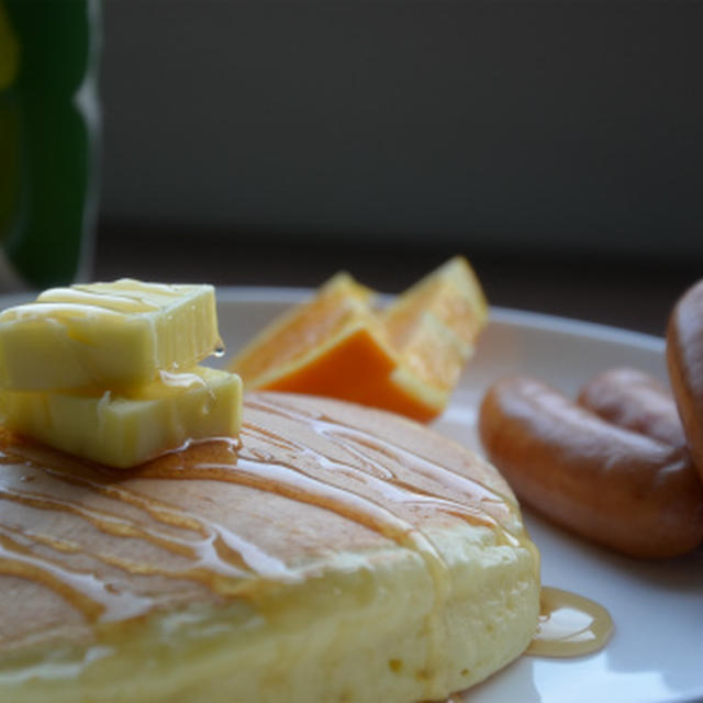 ホットケーキで朝ごはん