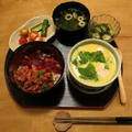 まぐろの漬け＆ねぎとろハーフ丼のあっさり夜ご飯　と　酒蔵でお蕎麦を♪