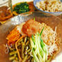 五色蕎麦と野沢菜の炊き込みご飯