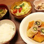 薄揚げの豚オクラ巻きとかぼちゃの煮物