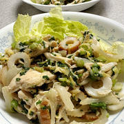 白菜とサラダチキンの胡麻ドレッシング和え＆懸賞当選品の中玉トマトの苗♪