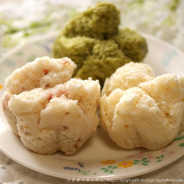 簡単■おひなまつり・甘酒３色蒸しパン■ひし餅色 de ｷｭｰﾄ（・∀・）v