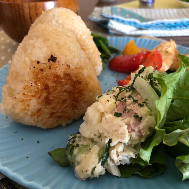 前日の残り物でランチプレートを作ってみたよ♪～焼きおにぎり編～♪