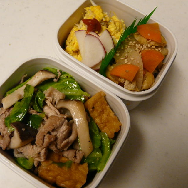 お弁当（豚肉＆厚揚げの鶏がら風炒め）