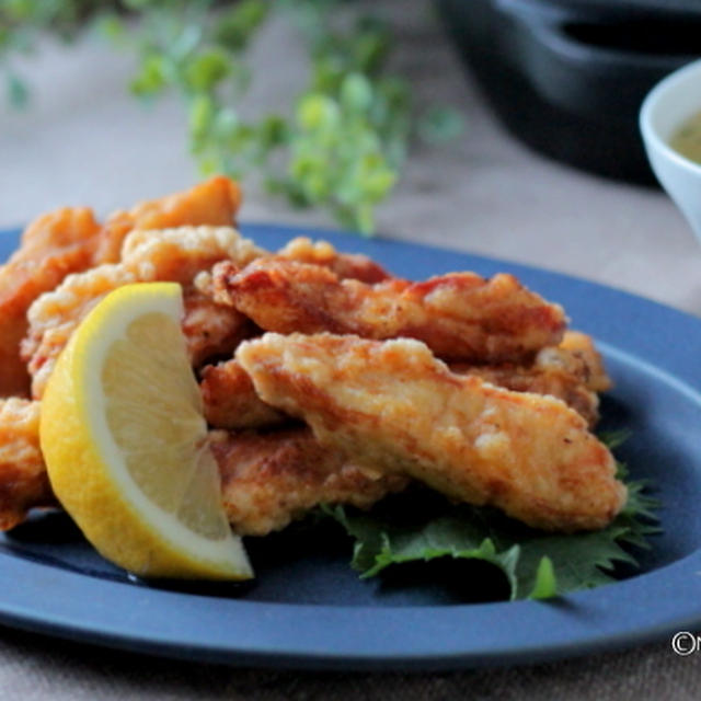 鶏むね肉で作る、スティック中華から揚げと玉子スープ。