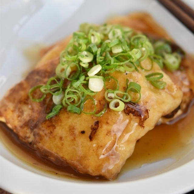 ポリ袋をフルに活用！！ボリューム満点♪油揚げのひき肉はさみあん