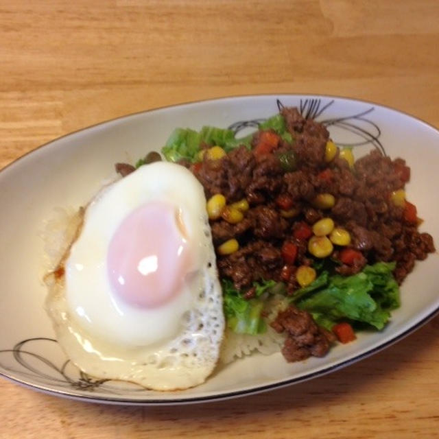 昨夜はなんちゃってロコモコ丼～