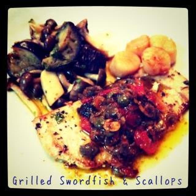 Grilled Swordfish & Scallops