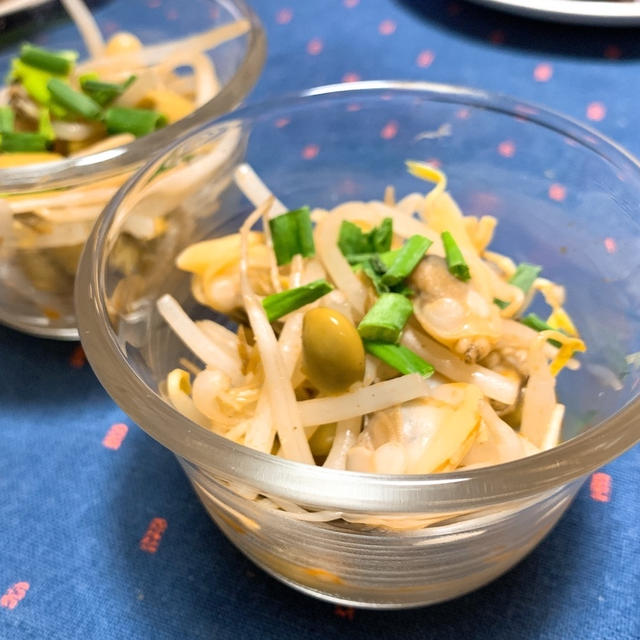 電子レンジで簡単即旨おつまみ❣あさりと枝豆もやしナムル✨