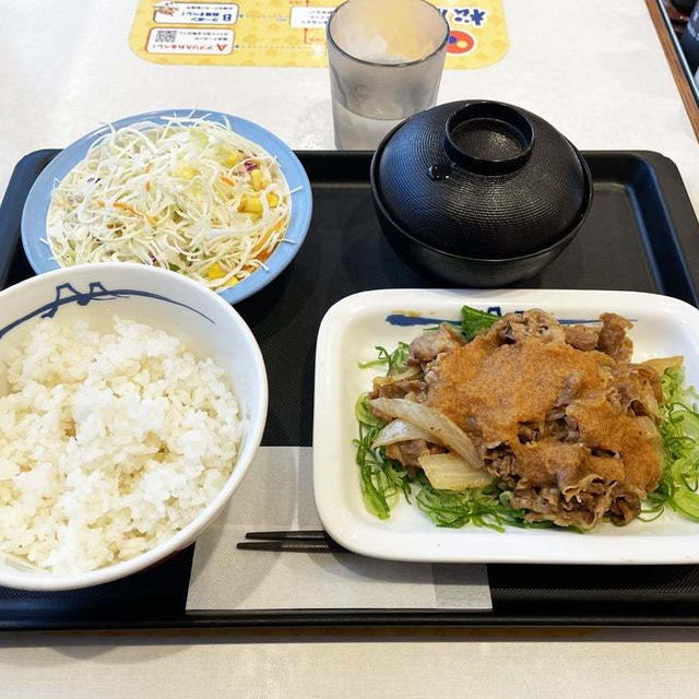 ネギたっぷり牛肉のエスニック炒め定食を食べてみたさ 〜松屋〜