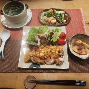 「おうち中華」油淋鶏・海老ブロッコリーマヨと　ゴルフラウンド♪