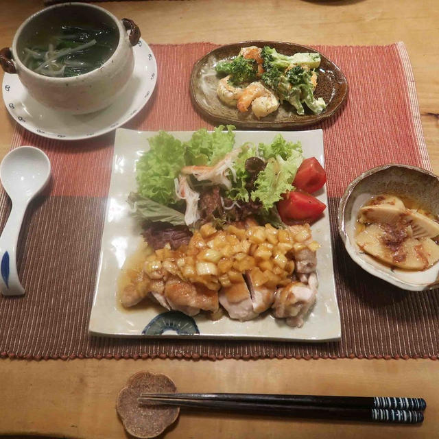 「おうち中華」油淋鶏・海老ブロッコリーマヨと　ゴルフラウンド♪