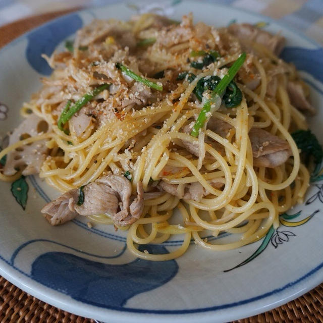 残り野菜の五右衛門風パスタ