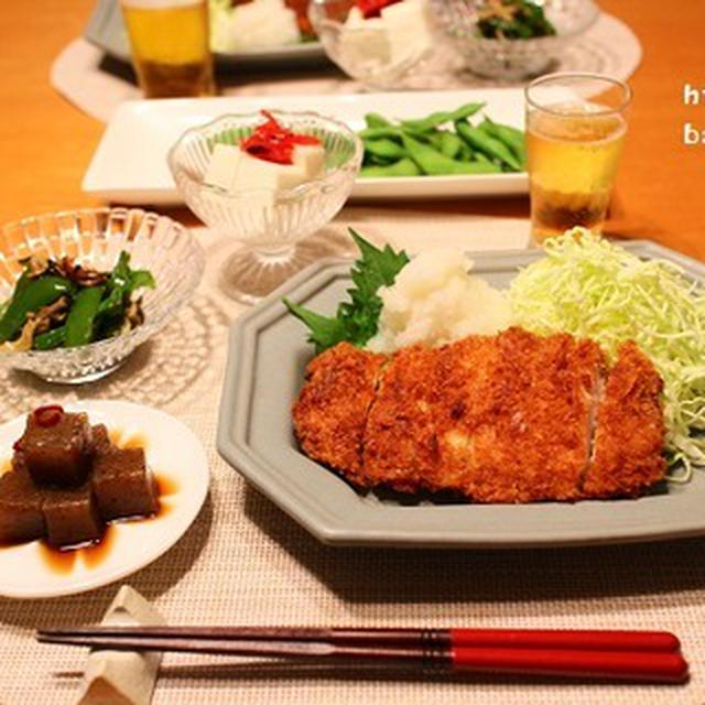 『豚カツ』とストウブで『小さいおかず』の献立。