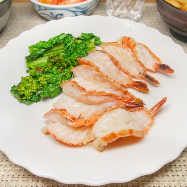 エビと菜の花の焼き蒸し