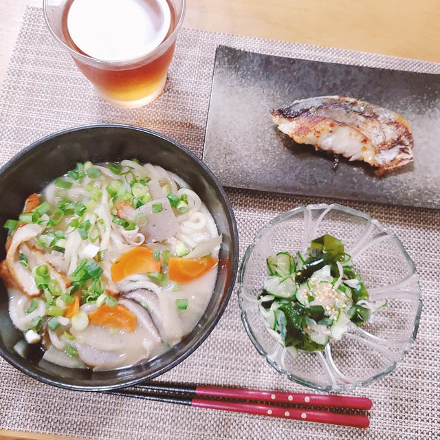 ９月６日：”豚汁のリメイクうどん”で晩ごはん