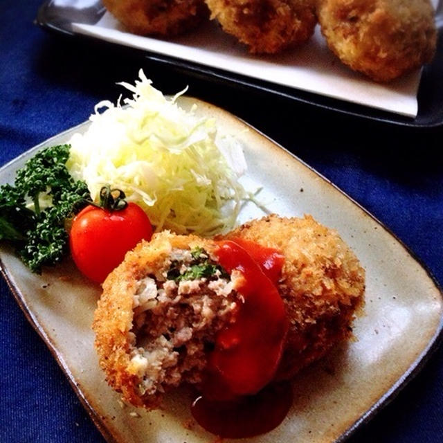 青じそ香る＊サクッふわ＊豆腐のメンチカツ。ダウンしてました。