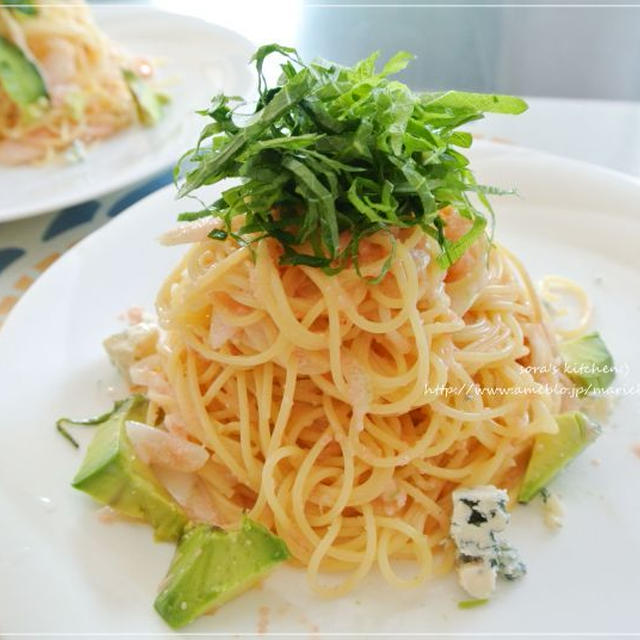 アボカド入り明太豆乳冷製パスタ\(//∇//)\