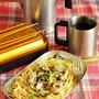 * キャンプ飯♡牡蠣とたっぷりキノコのねぎ塩パスタ♪
