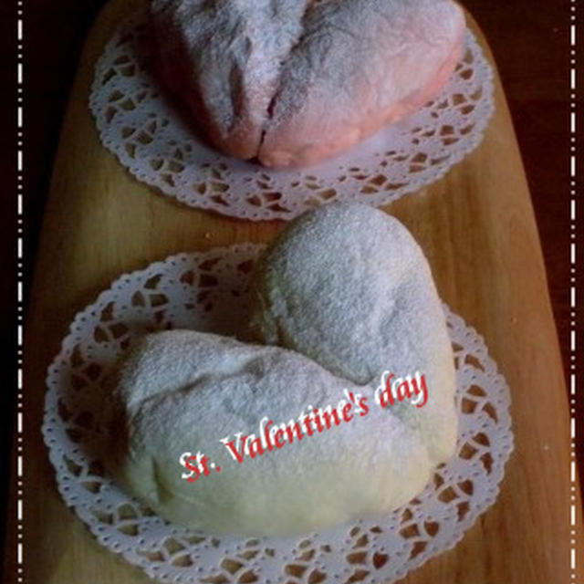 バレンタインに・・ピンクと白のハートパン☆