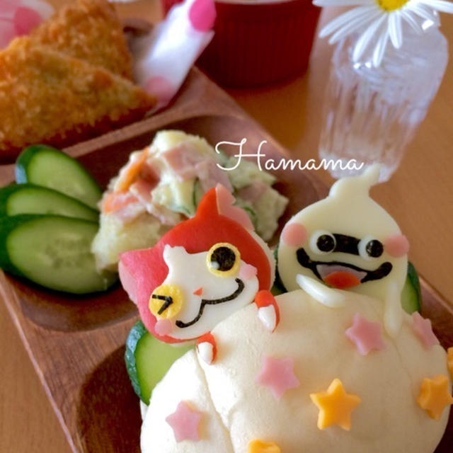 ひょっこり♪ジバニャン&ウィスパーのサンドイッチ♡