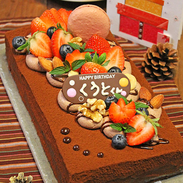 ６歳のバースデーケーキ☆とろけるガナッシュショコラシフォン