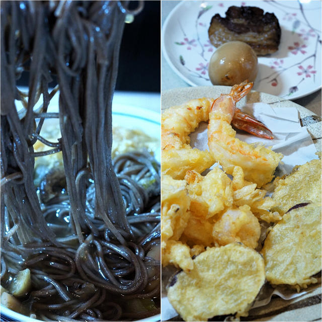 ■昼麺／ご挨拶【年越し蕎麦は鶏とキノコ入り】天婦羅と煮物の差し入れが有り簡単に＾＾