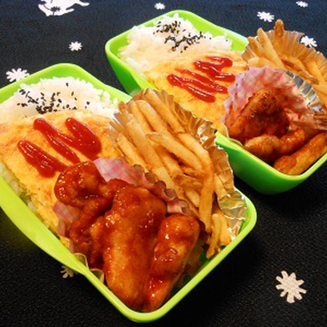 ５月１７日　チキンのケッチャップ炒め弁当　大3＠長男　＆　高2＠次男