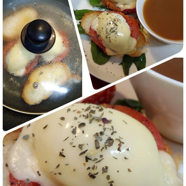 とろ～んとチーズでゆでたまごとトマトのバゲット♫
