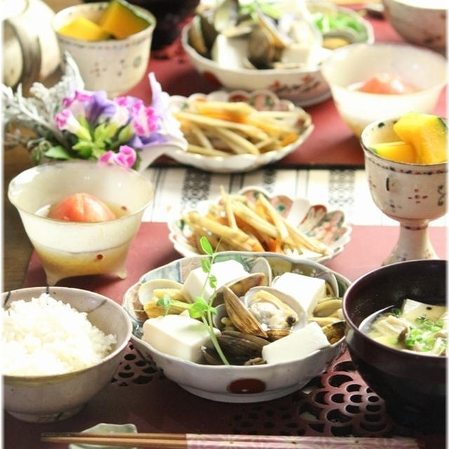 【献立】あさり出汁のお豆腐煮。と　献立。　と　発信と受信。