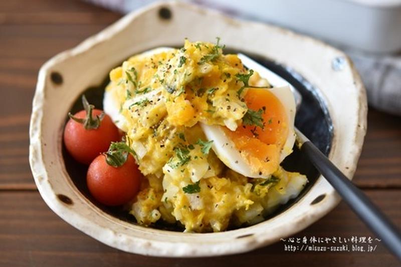 【レシピ・副菜・作り置き・お弁当おかず】レンチンで簡単！まろやかなかぼちゃサラダ