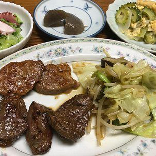 焼肉プレートの晩ご飯