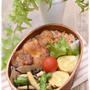 中学生男子弁当｜ポークチャップ弁当｜卵焼き｜アスパラとしめじの塩昆布炒め｜なんのためのお弁当？