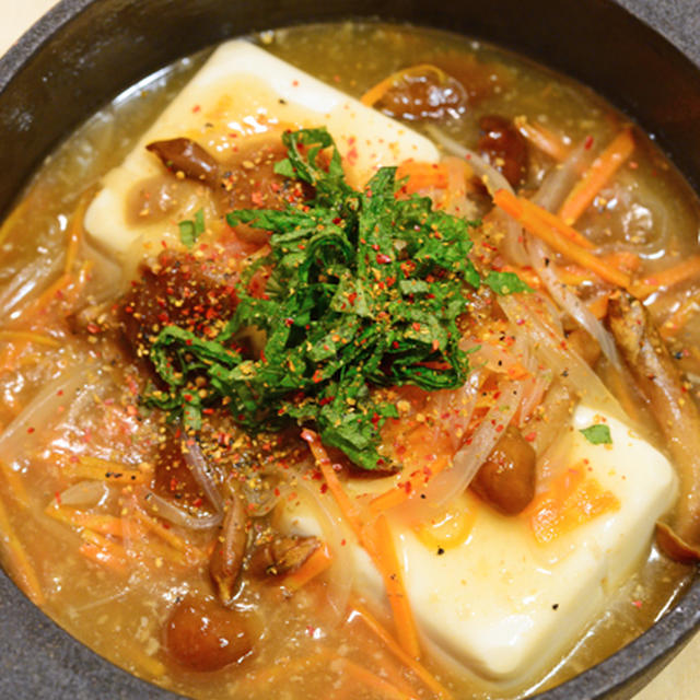 １０月２１日　土曜日　豆腐の鳥海なめこ餡かけ