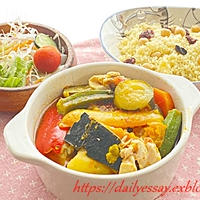 宮崎県産野菜とチキンのモロッコ風煮込み・クスクス添え