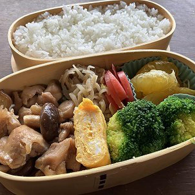 鶏すき弁当。ブロッコリー初収穫