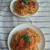 海老とツナのトマトパスタ。