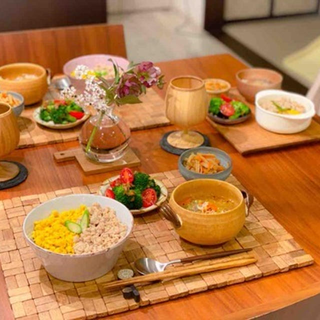 【献立】そぼろ丼と豚汁で夜ごはん