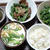 空芯菜のにんにく塩炒め、ししとうと豚肉の醤油炒め、自家製水なすのぬか漬け、本日の味噌汁、玄米ご飯