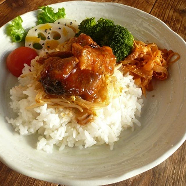 豚肉の甘辛丼風♪
