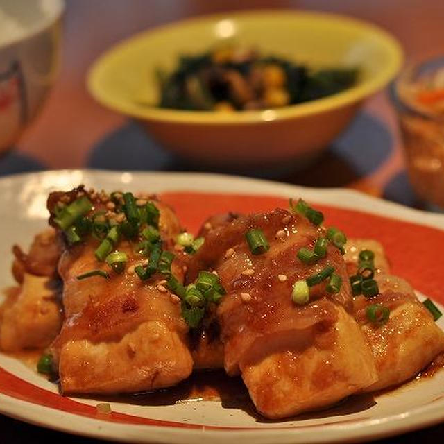 豆腐の豚巻き～甘辛にんにく味噌