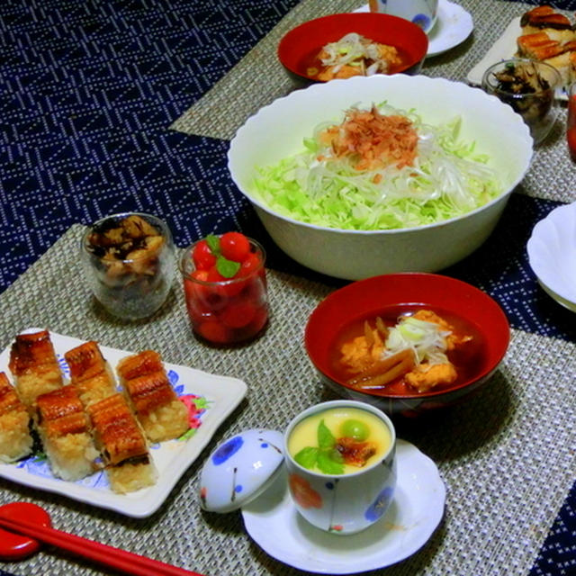 特大の熊本産のうなぎ蒲焼で押し寿司！！（モニター）、　　今週の常備菜