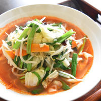 塩ラーメンで簡単、ピリ辛タンメン【ぐんまクッキングアンバサダー】韓国唐辛子の甘い香りと辛みでお野菜がたっぷり食べられる麺類。