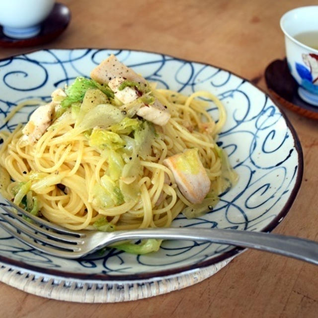 かじきまぐろと春蕾のスパゲッティ